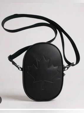 Lululemon Black Crossbody Bag with Maple Leaf Stitching NWT